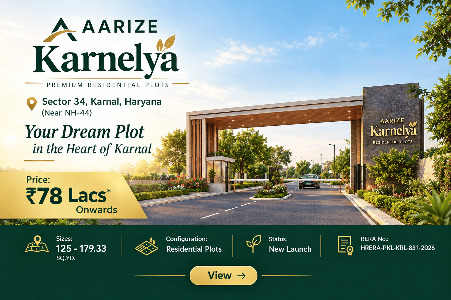 Aarize Karnelya Sector 34 Karnal - Premium Plots in Karnal